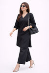 Classic Black Linen Kurta Palazzo Set for Women
