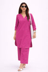 Dark Pink Linen Kurta Palazzo Set for Women