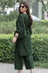 Forest Green Linen Kurta Palazzo Set for Women