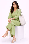 Fresh Green Linen Kurta Palazzo Set for Women