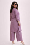 Mauve Linen Kurta Palazzo Set for Women