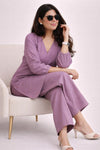 Mauve Linen Kurta Palazzo Set for Women