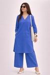 Royal Blue Linen Kurta Palazzo Set for Women