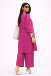 Dark Pink Linen Kurta Palazzo Set for Women