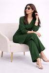 Forest Green Linen Kurta Palazzo Set for Women