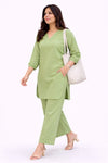 Fresh Green Linen Kurta Palazzo Set for Women