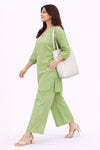 Fresh Green Linen Kurta Palazzo Set for Women