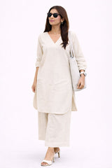 Ivory Linen Kurta Palazzo Set for Women