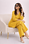 Mustard Yellow Linen Kurta Palazzo Set for Women