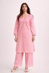 Soft Pink Linen Kurta Palazzo Set for Women